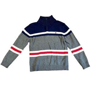 Izod Boy’s Red White Blue Turtleneck Sweater Large (10-12)